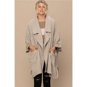 Solid knit oversized trench jacket cardigan